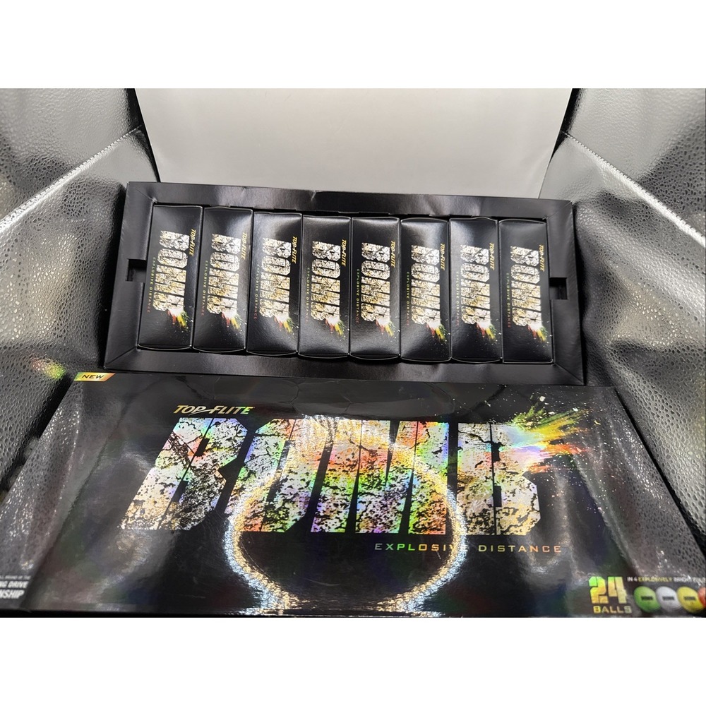 Top Flite BOMB Explosive Distance Bright Colors 24 Golf Balls 8 Packs of 3 =READ